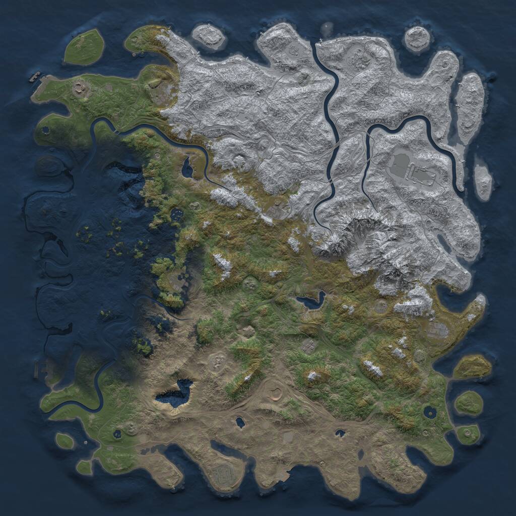 Rust Map: Procedural Map, Size: 6000, Seed: 5667, 17 Monuments