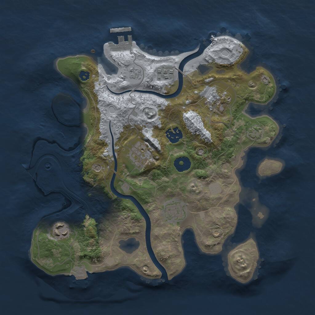 Rust Map: Procedural Map, Size: 3000, Seed: 1240, 11 Monuments