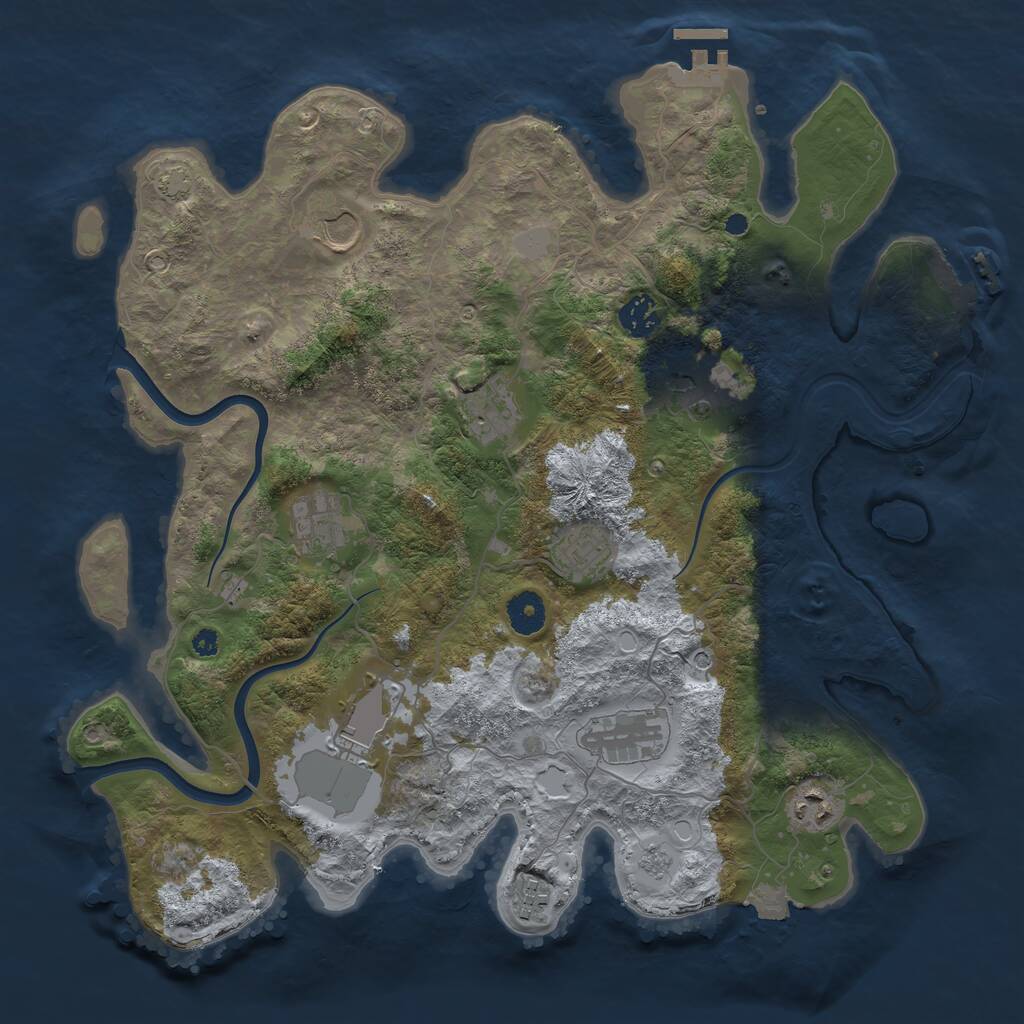 Rust Map: Procedural Map, Size: 3800, Seed: 80372503, 16 Monuments