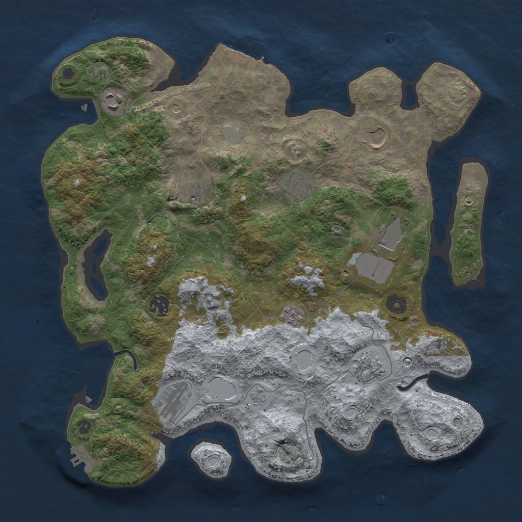 Rust Map: Procedural Map, Size: 3800, Seed: 97283056, 17 Monuments