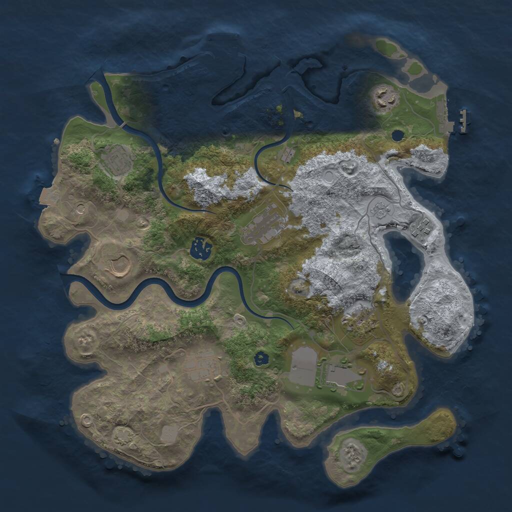 Rust Map: Procedural Map, Size: 3500, Seed: 521743592, 15 Monuments