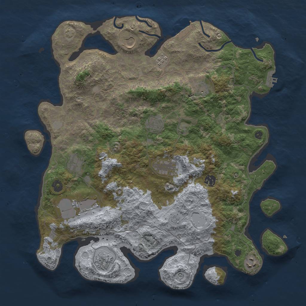 Rust Map: Procedural Map, Size: 4000, Seed: 17913423, 18 Monuments
