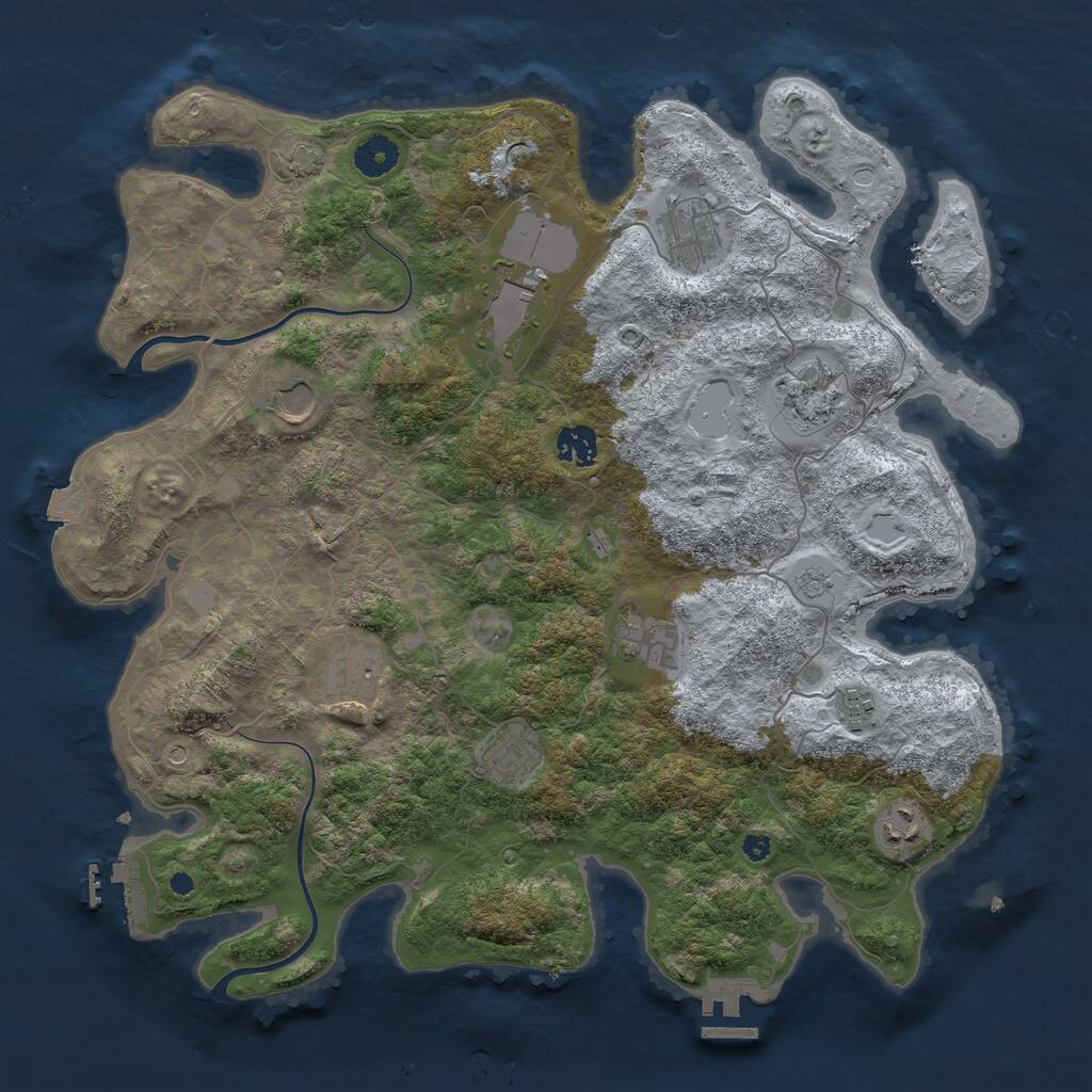 Rust Map: Procedural Map, Size: 3900, Seed: 17024, 16 Monuments