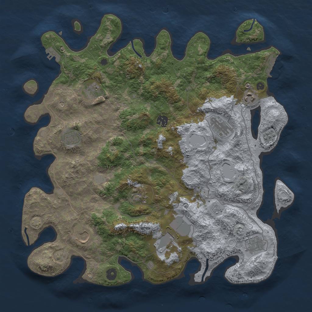 Rust Map: Procedural Map, Size: 4050, Seed: 1333342065, 18 Monuments