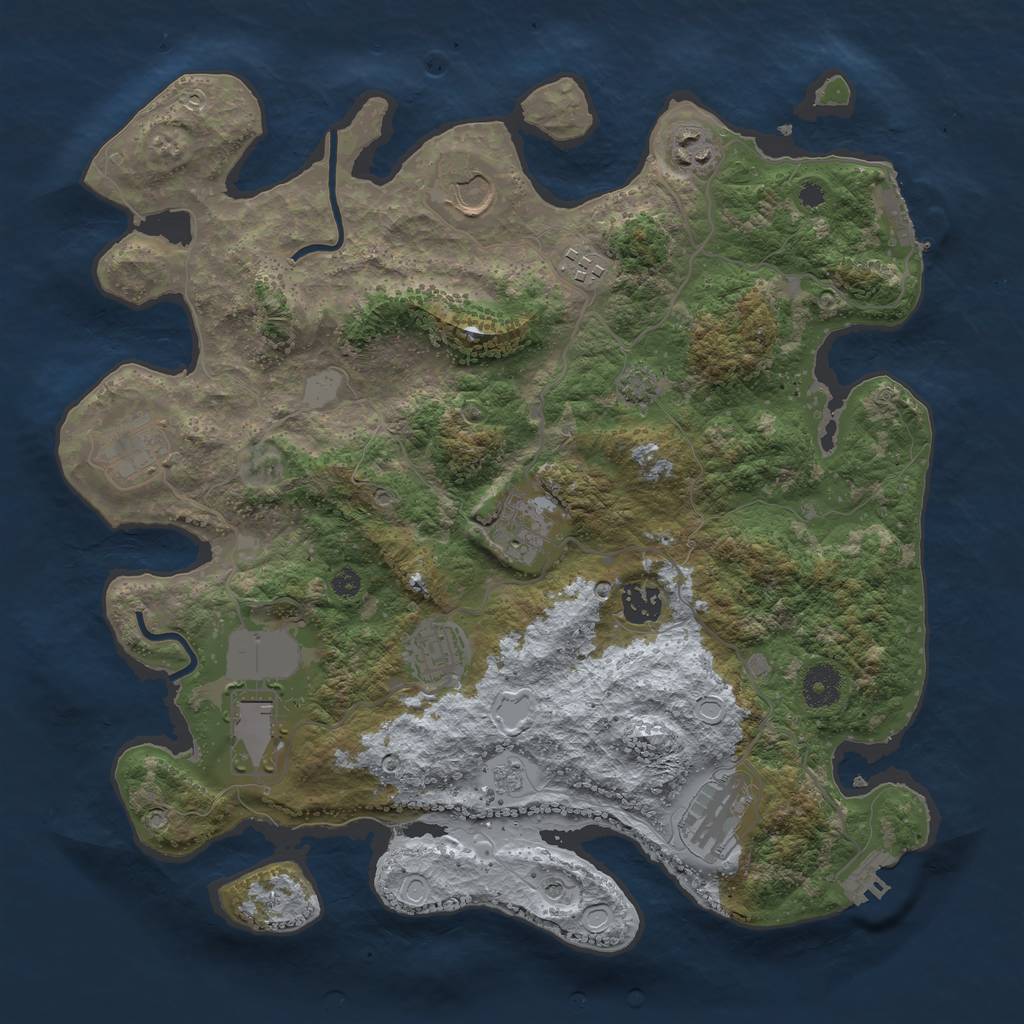 Rust Map: Procedural Map, Size: 3700, Seed: 33233563, 17 Monuments