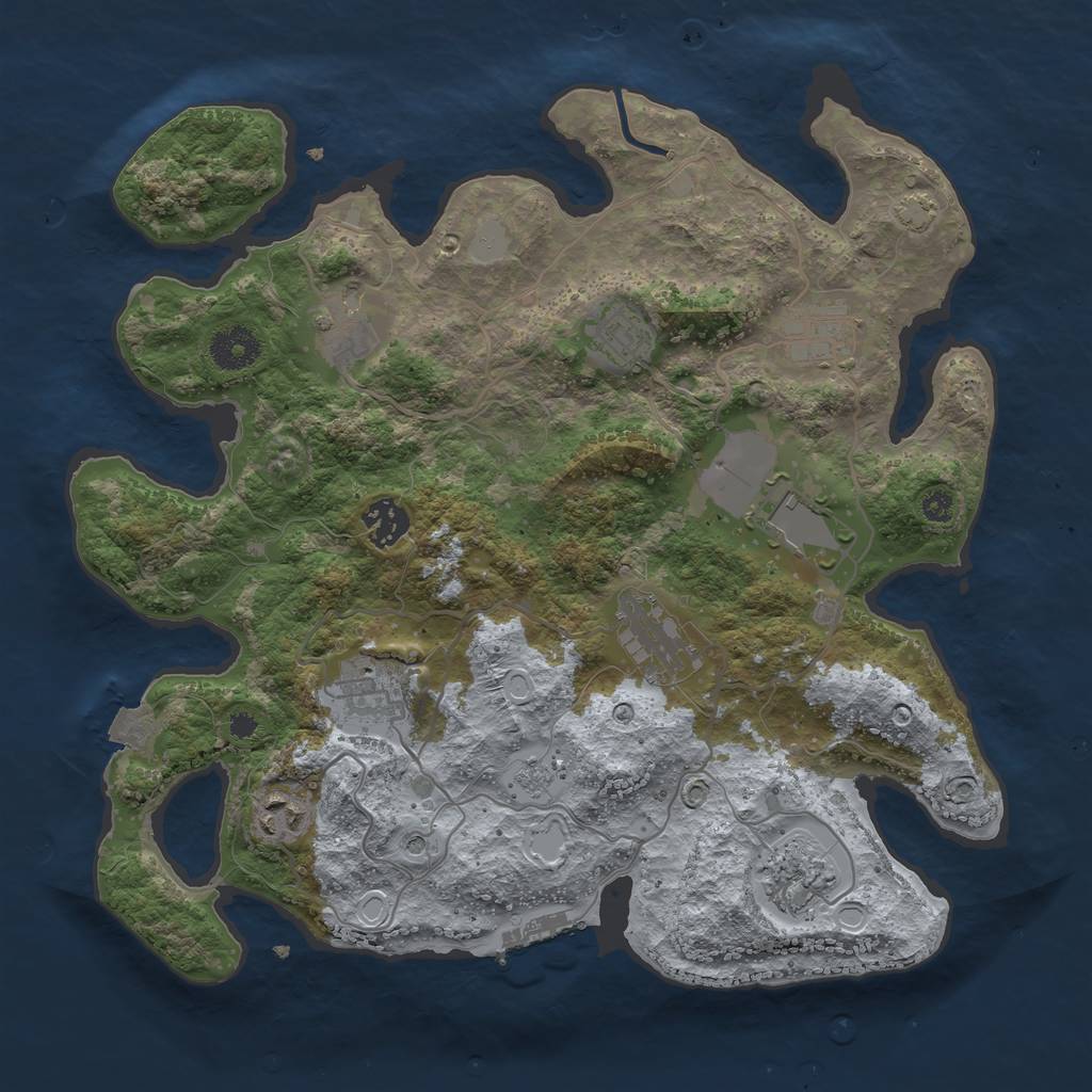 Rust Map: Procedural Map, Size: 3500, Seed: 1915408686, 16 Monuments