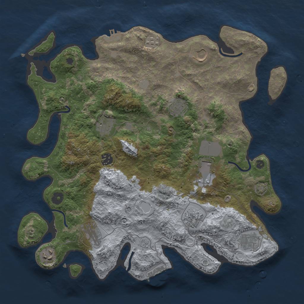 Rust Map: Procedural Map, Size: 3750, Seed: 4685719, 18 Monuments