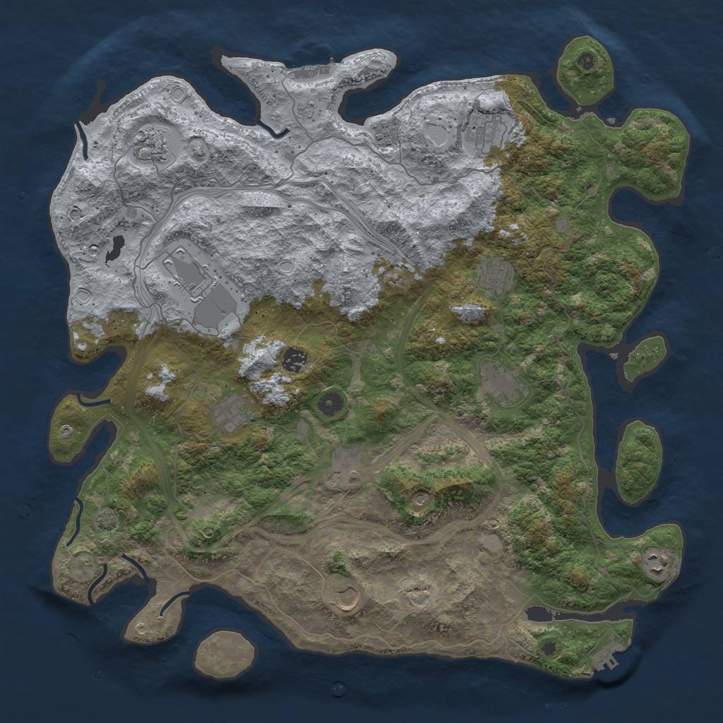 Rust Map: Procedural Map, Size: 4500, Seed: 1451604116, 19 Monuments