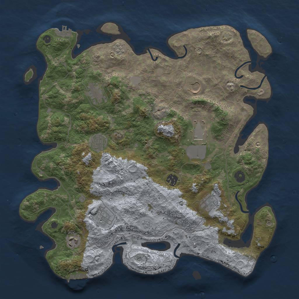 Rust Map: Procedural Map, Size: 4000, Seed: 2087830266, 17 Monuments