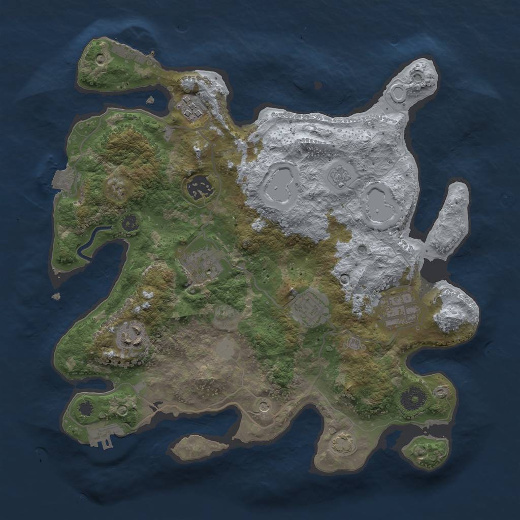 Rust Map: Procedural Map, Size: 3200, Seed: 967336141, 14 Monuments