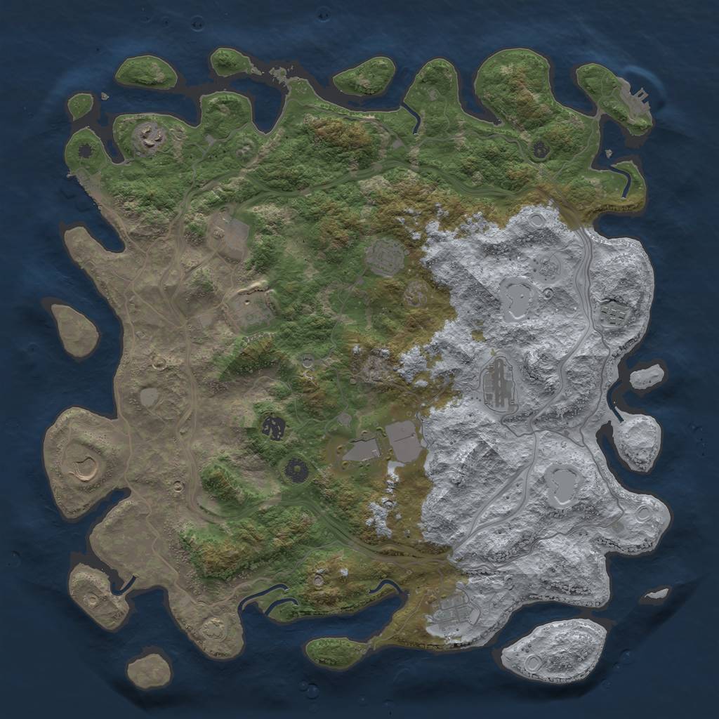 Rust Map: Procedural Map, Size: 4500, Seed: 1906594282, 18 Monuments