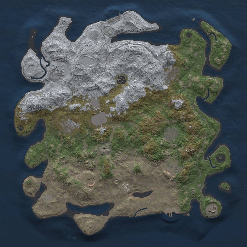 Rust Map: Procedural Map, Size: 4100, Seed: 47856625, 18 Monuments