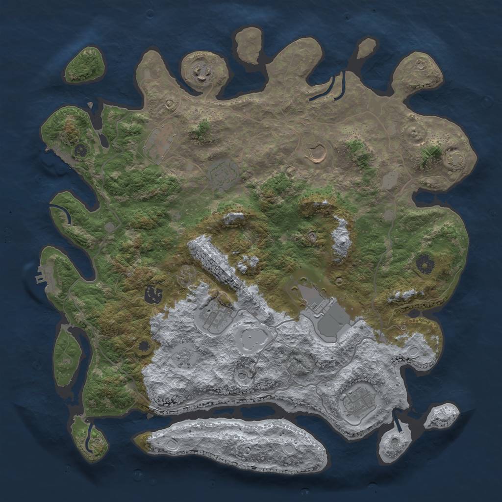 Rust Map: Procedural Map, Size: 4000, Seed: 1870344366, 16 Monuments