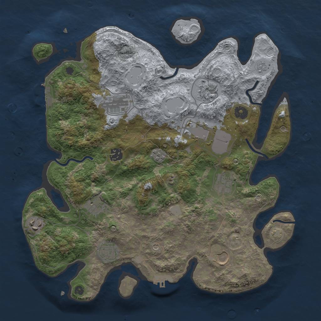 Rust Map: Procedural Map, Size: 3600, Seed: 73241784, 18 Monuments