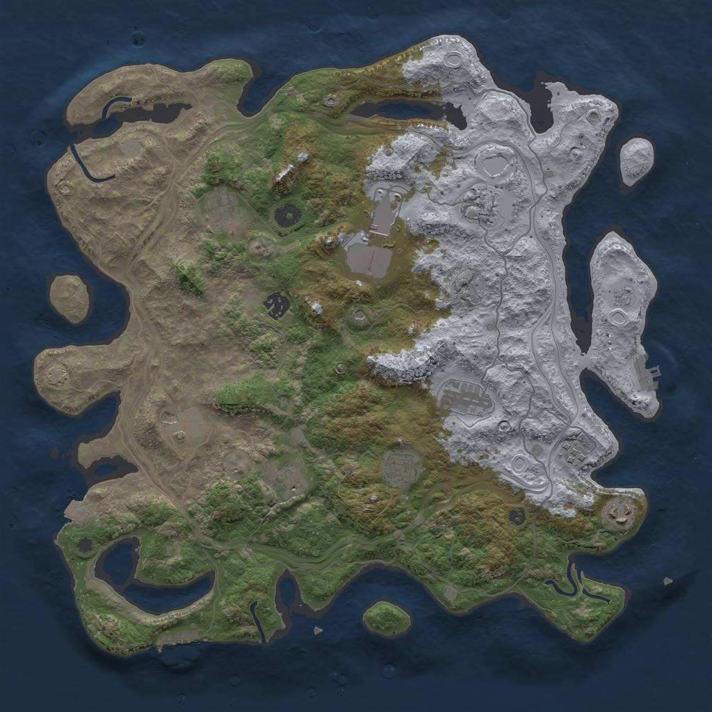 Rust Map: Procedural Map, Size: 4250, Seed: 2027456576, 18 Monuments