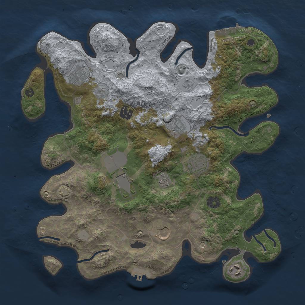 Rust Map: Procedural Map, Size: 3500, Seed: 283650526, 16 Monuments