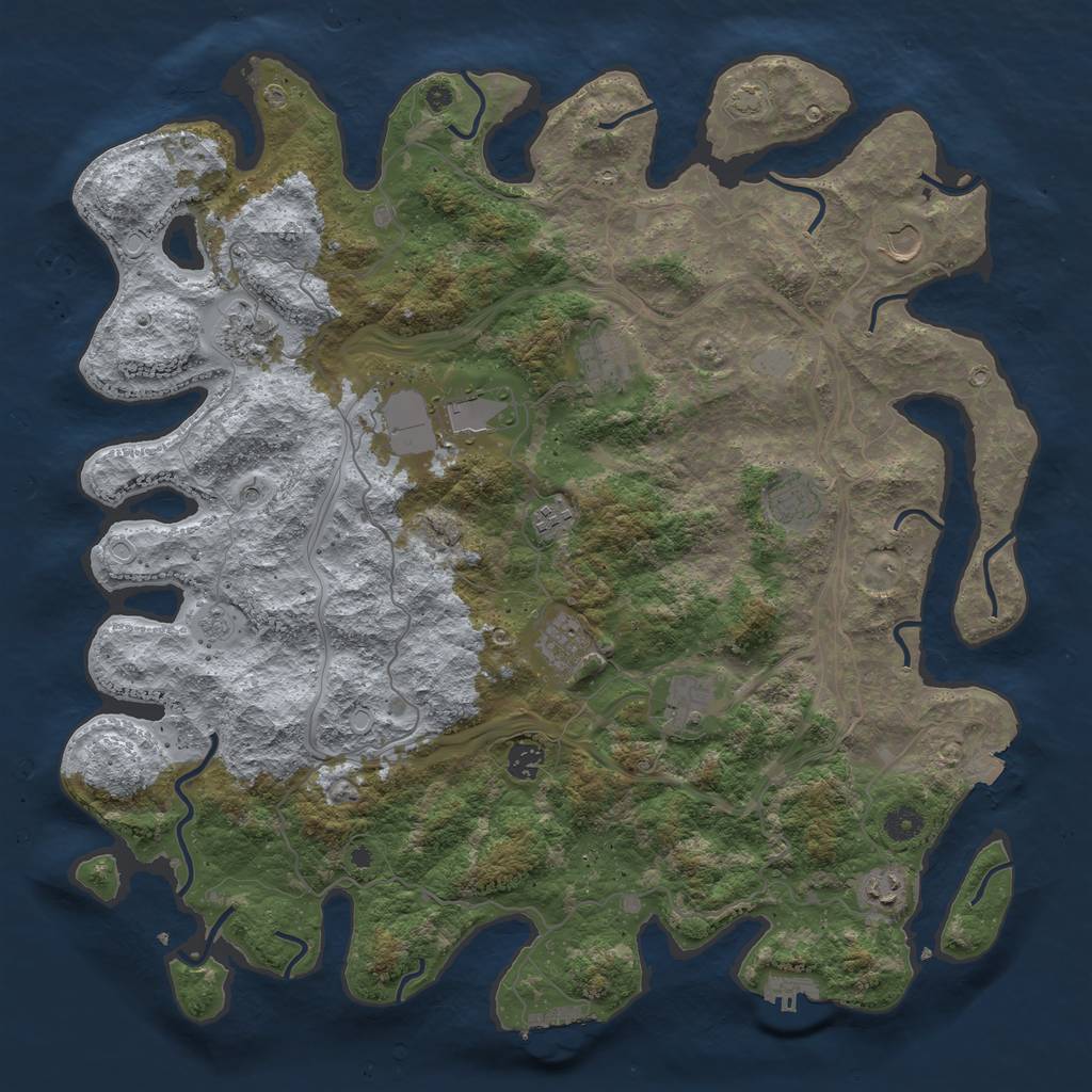 Rust Map: Procedural Map, Size: 4400, Seed: 55809327, 18 Monuments