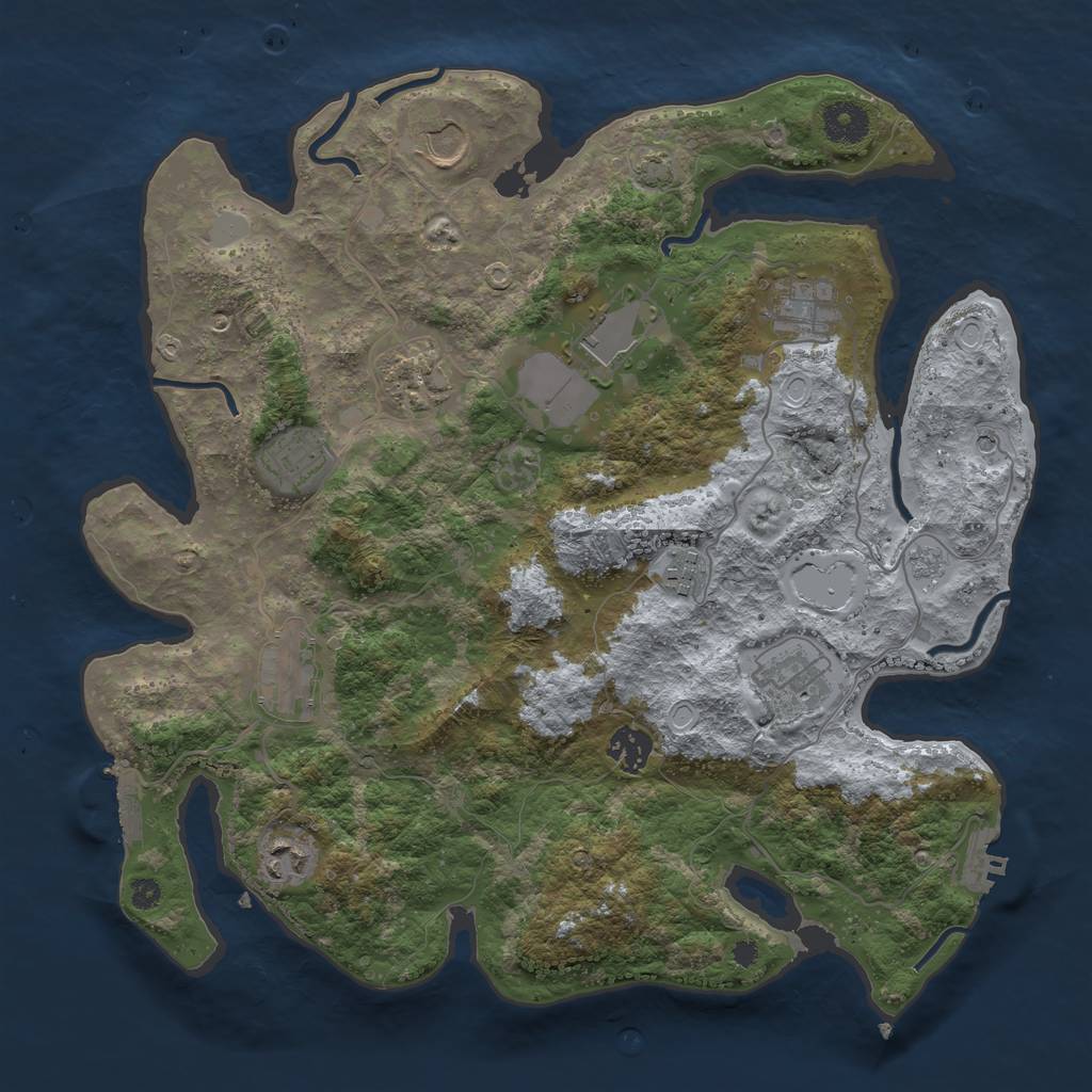 Rust Map: Procedural Map, Size: 3650, Seed: 8232616, 18 Monuments