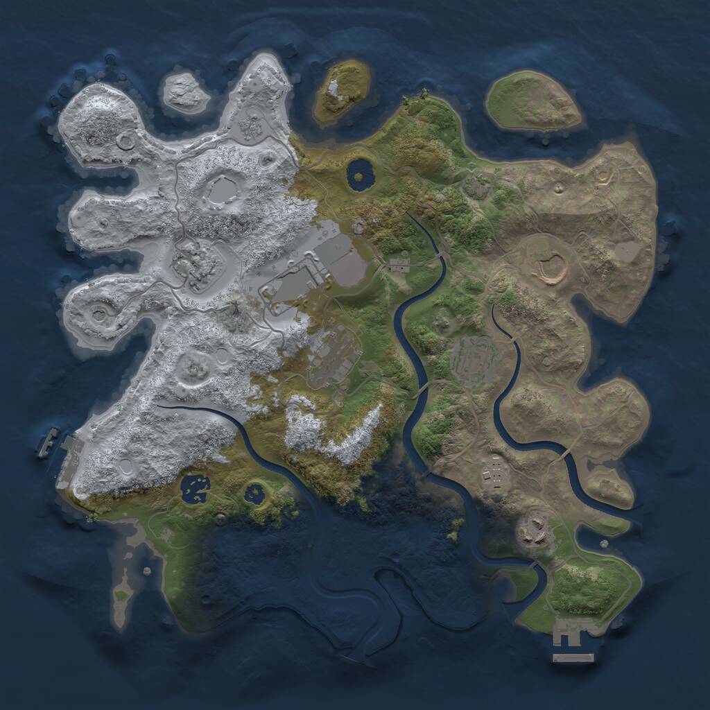 Rust Map: Procedural Map, Size: 3500, Seed: 620556268, 14 Monuments