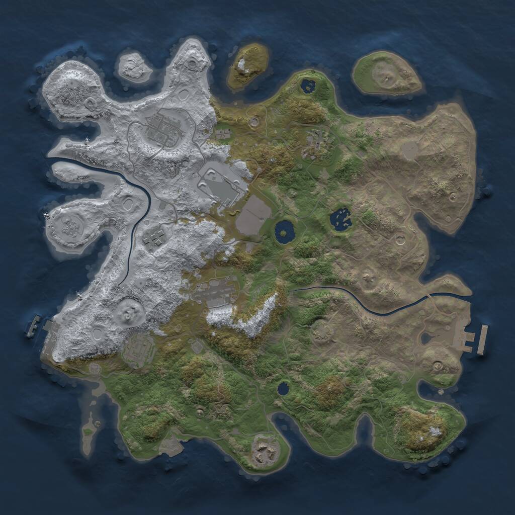 Rust Map: Procedural Map, Size: 3500, Seed: 620556268, 14 Monuments