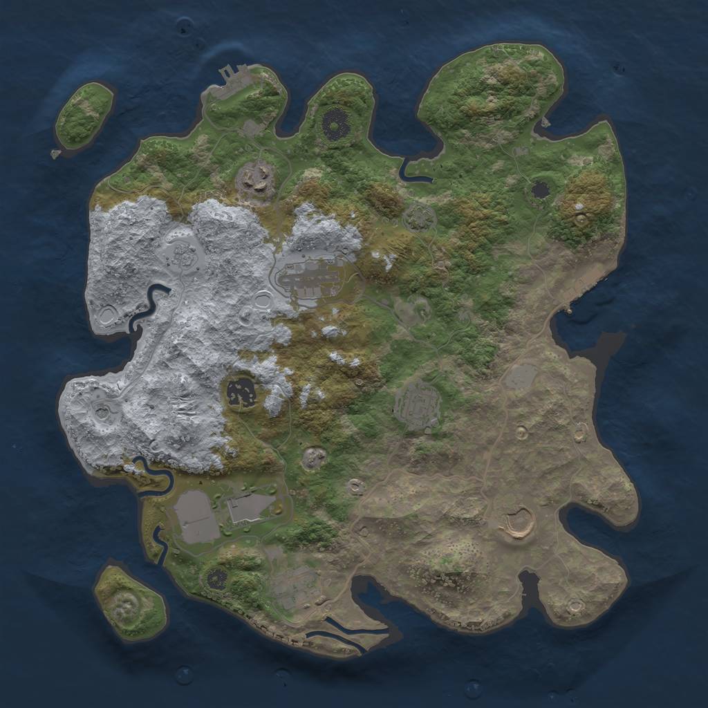 Rust Map: Procedural Map, Size: 3500, Seed: 387226807, 15 Monuments