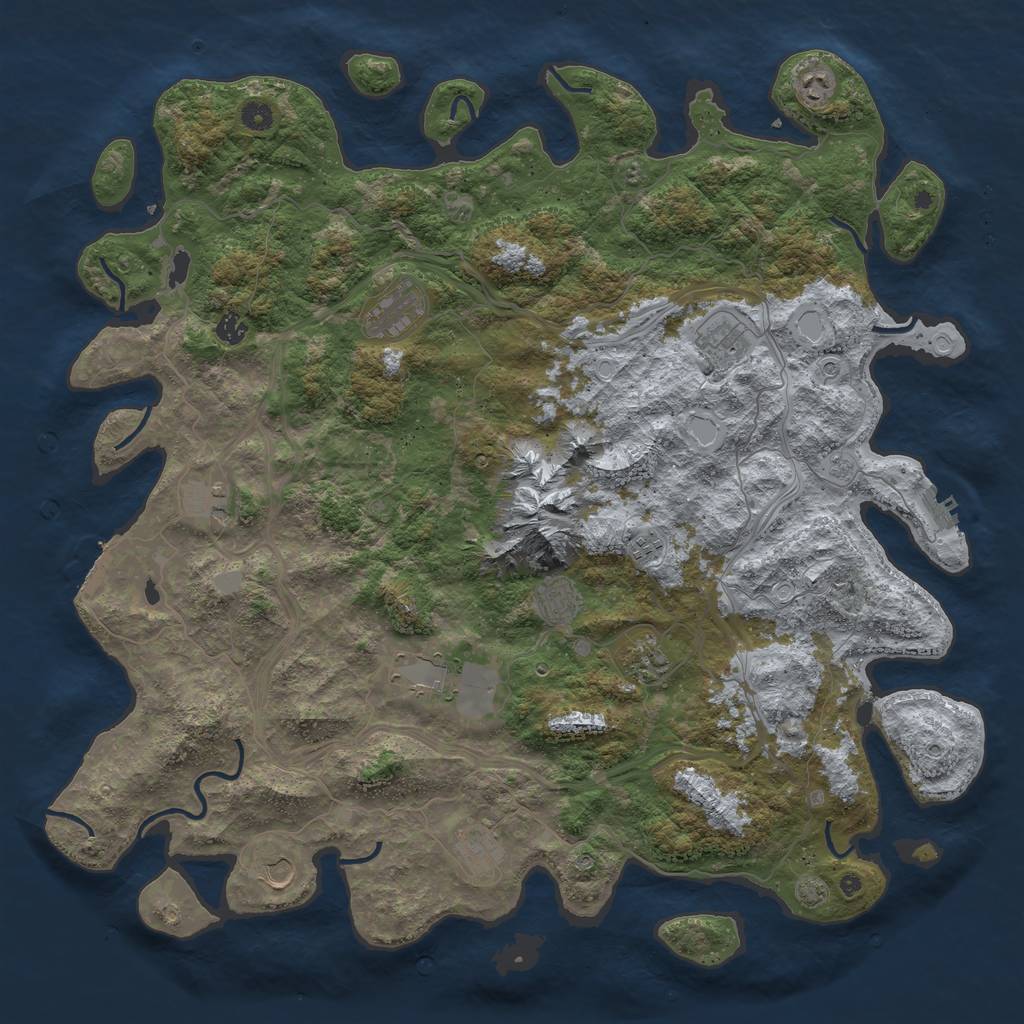 Rust Map: Procedural Map, Size: 5000, Seed: 1512909, 19 Monuments