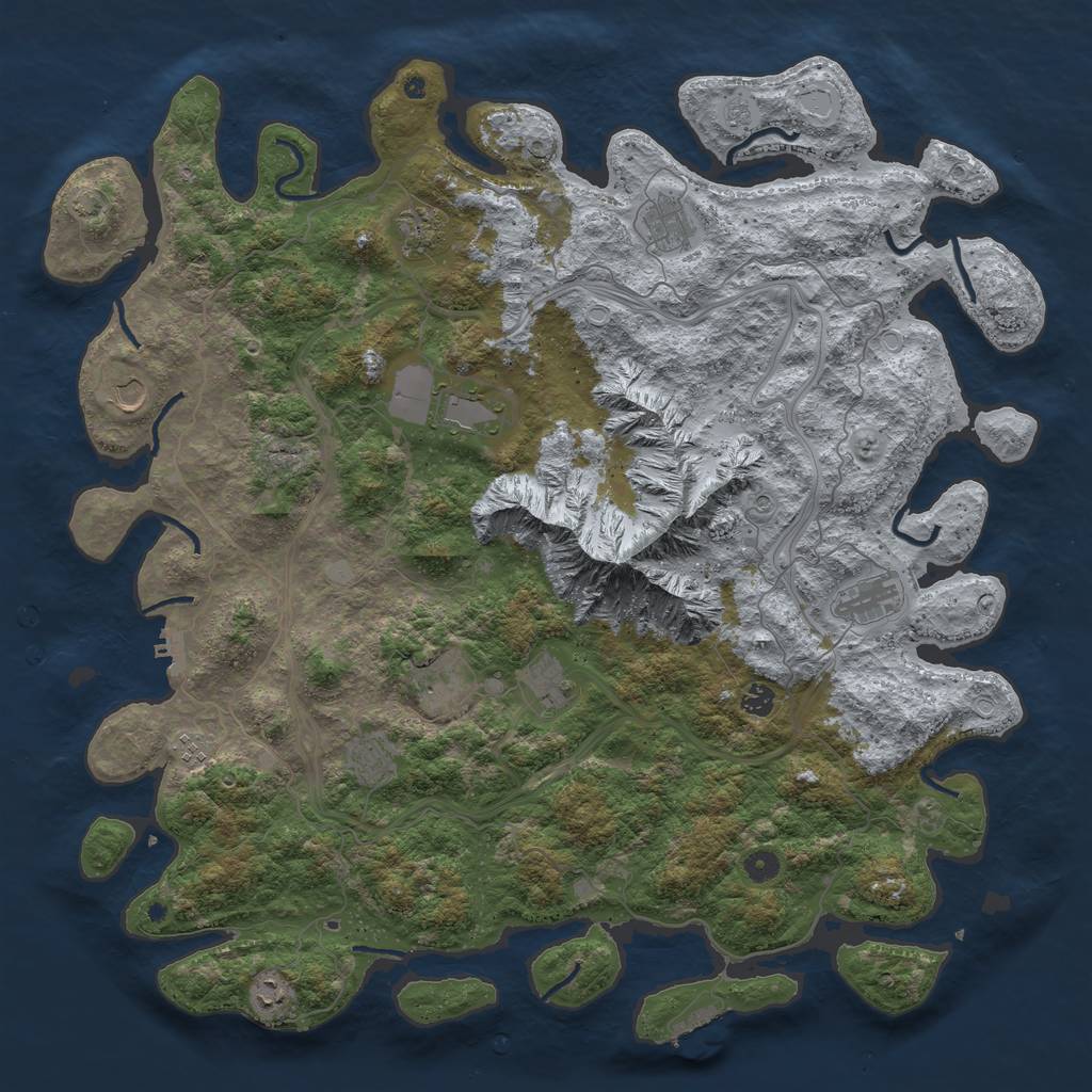 Rust Map: Procedural Map, Size: 5000, Seed: 63121, 19 Monuments