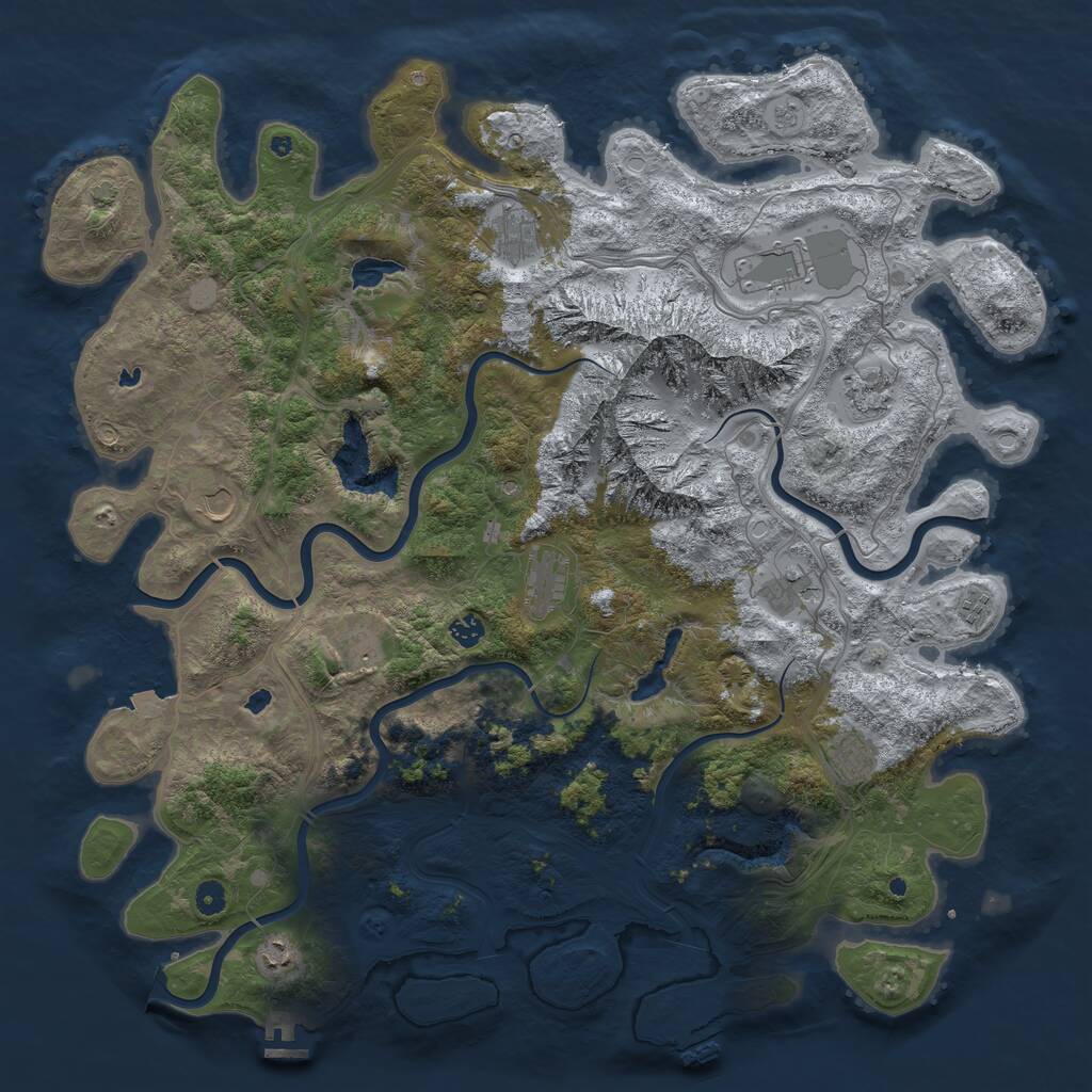 Rust Map: Procedural Map, Size: 5000, Seed: 63121, 17 Monuments