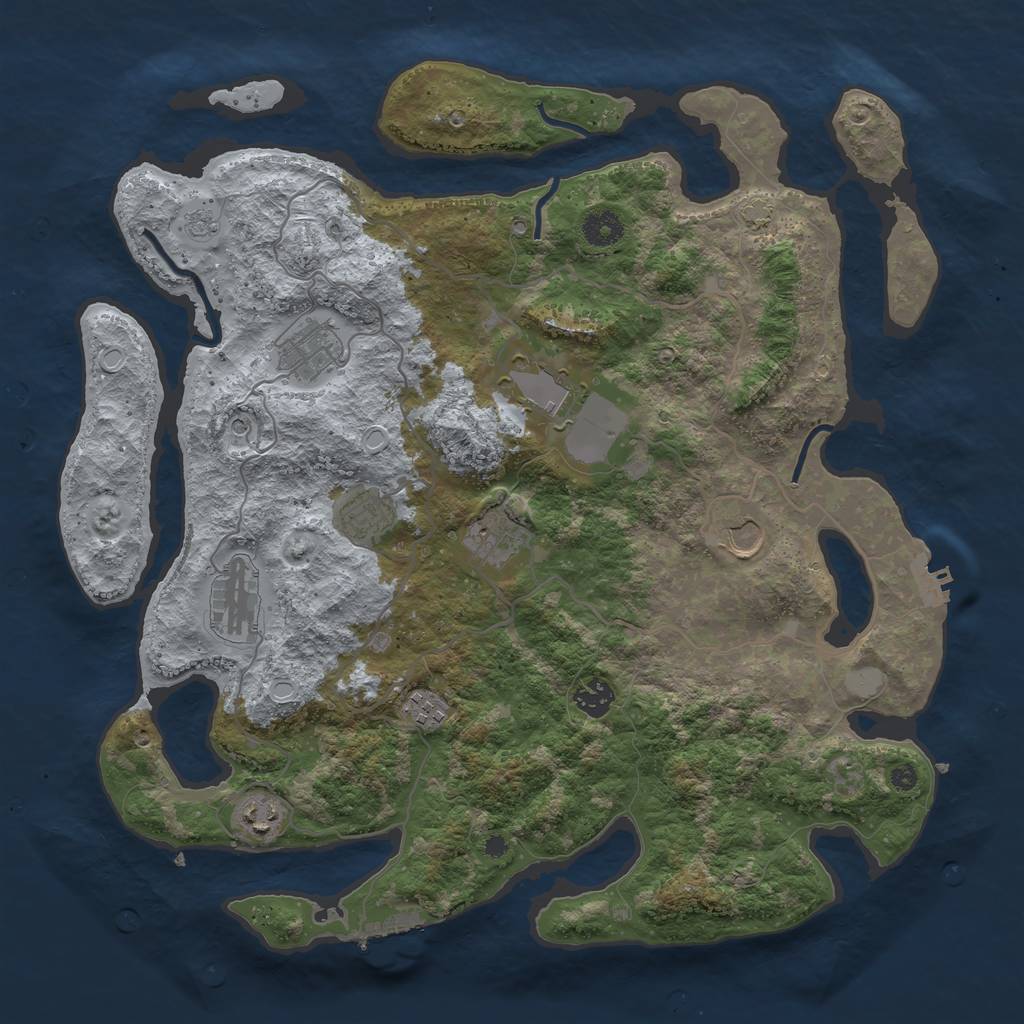 Rust Map: Procedural Map, Size: 4000, Seed: 2125089104, 17 Monuments