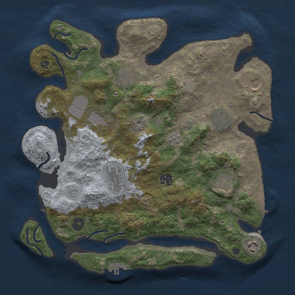 Rust Map: Procedural Map, Size: 3500, Seed: 442813894, 17 Monuments
