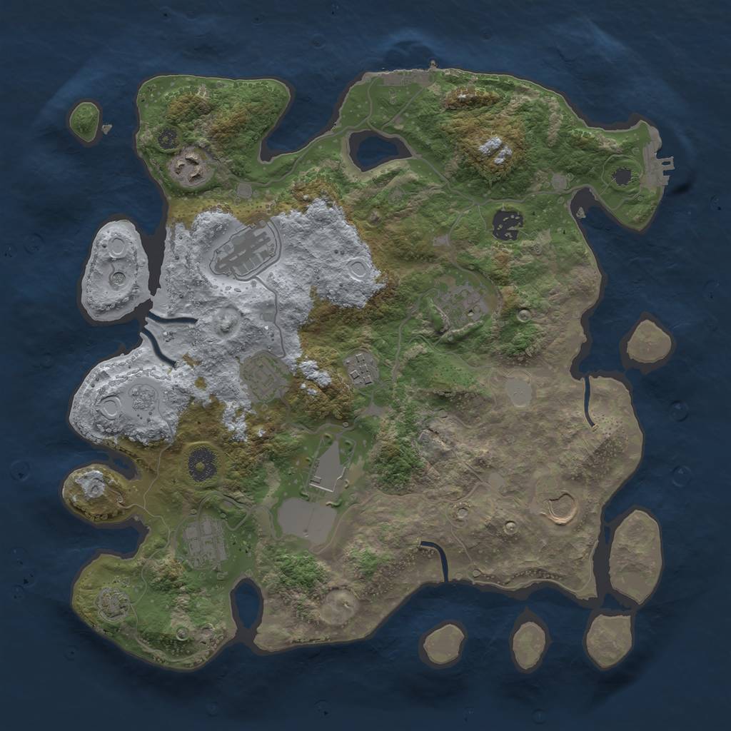 Rust Map: Procedural Map, Size: 3500, Seed: 906607891, 17 Monuments