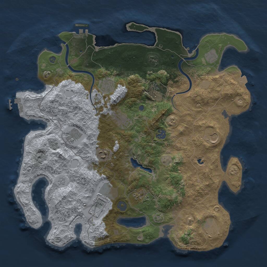 Rust Map: Procedural Map, Size: 4000, Seed: 499621859, 19 Monuments