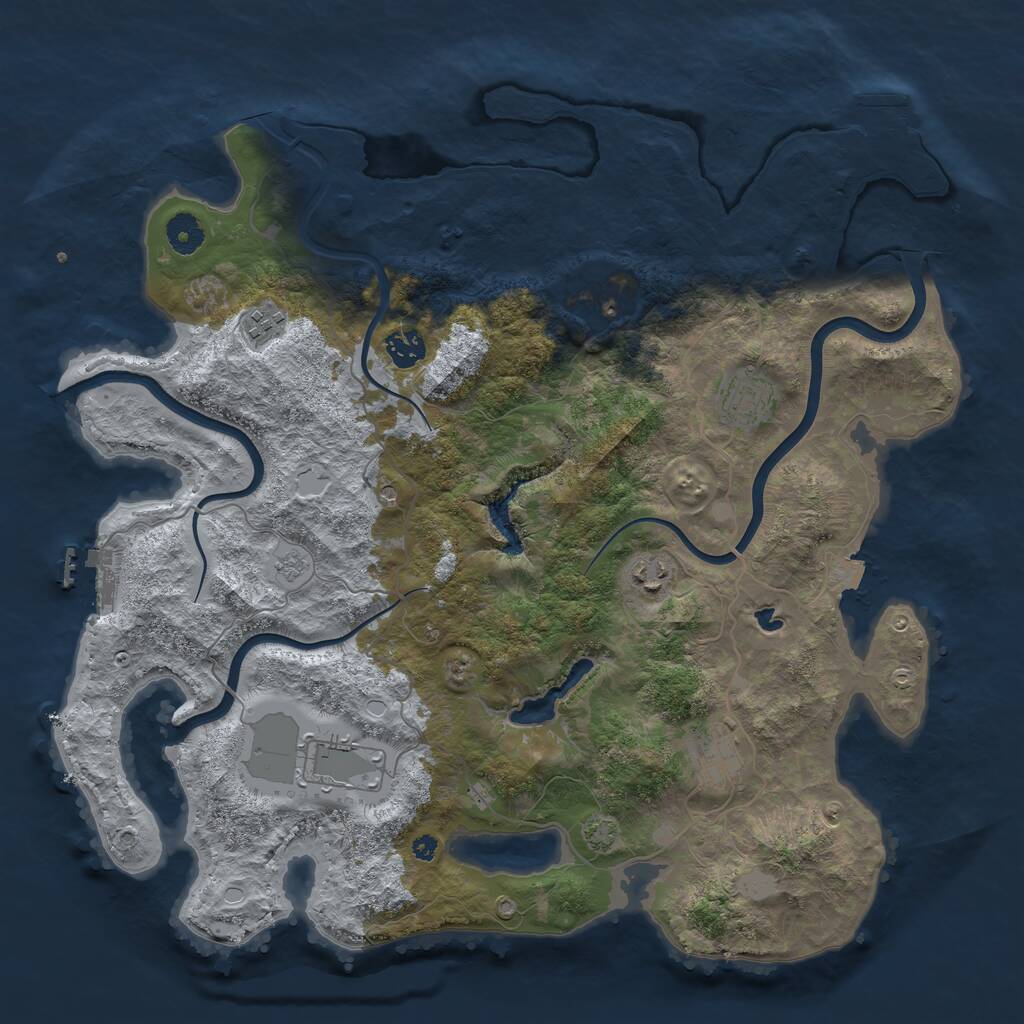 Rust Map: Procedural Map, Size: 4000, Seed: 499621859, 13 Monuments