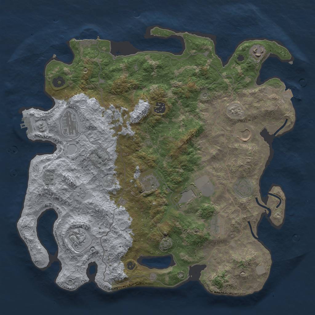 Rust Map: Procedural Map, Size: 4000, Seed: 499621859, 18 Monuments