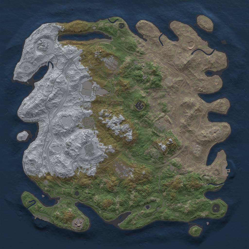 Rust Map: Procedural Map, Size: 4500, Seed: 1263102911, 19 Monuments
