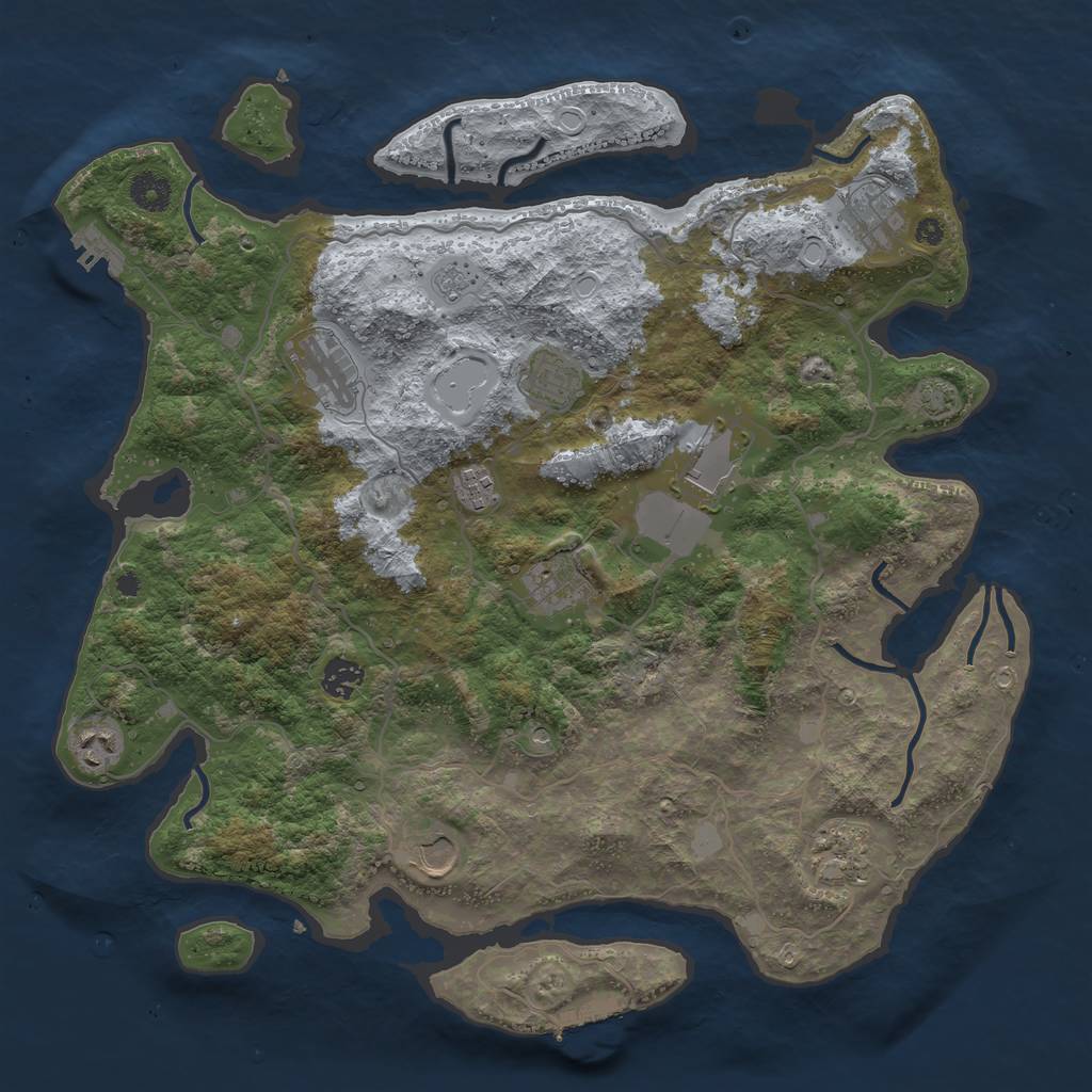 Rust Map: Procedural Map, Size: 4000, Seed: 354825060, 18 Monuments