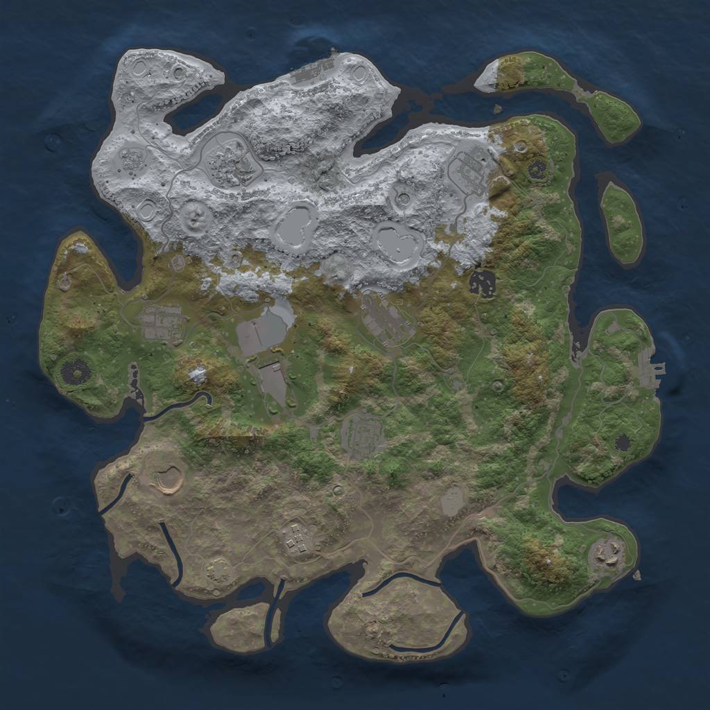 Rust Map: Procedural Map, Size: 3750, Seed: 98377786, 18 Monuments