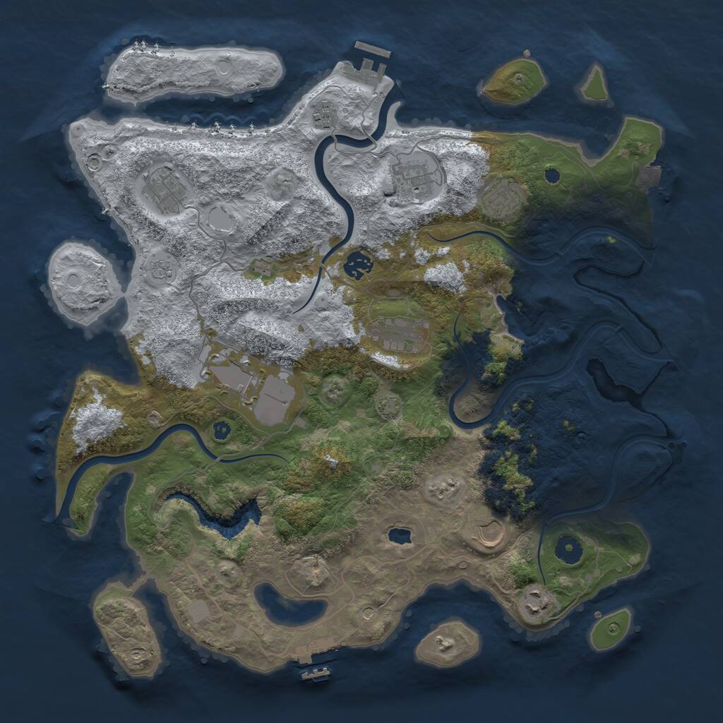 Rust Map: Procedural Map, Size: 4000, Seed: 696942069, 15 Monuments