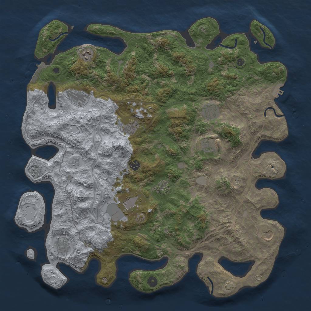Rust Map: Procedural Map, Size: 4500, Seed: 256023732, 19 Monuments