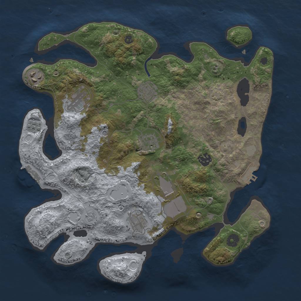 Rust Map: Procedural Map, Size: 3500, Seed: 470955410, 16 Monuments