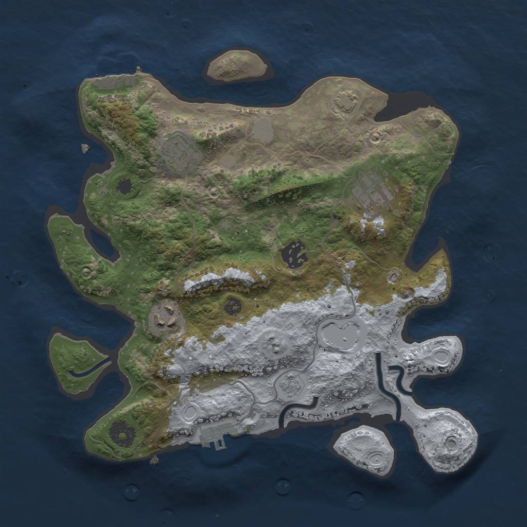Rust Map: Procedural Map, Size: 3000, Seed: 270672366, 11 Monuments