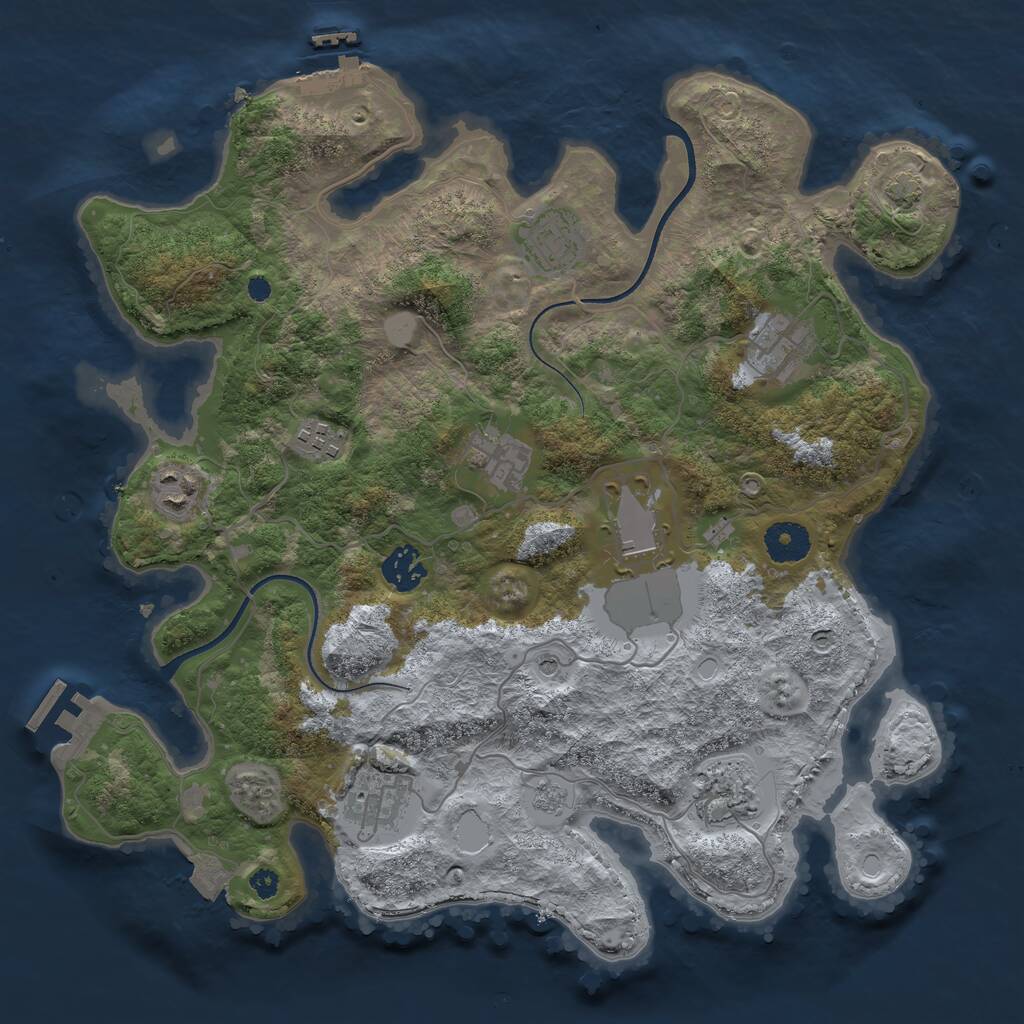 Rust Map: Procedural Map, Size: 3550, Seed: 52471971, 15 Monuments