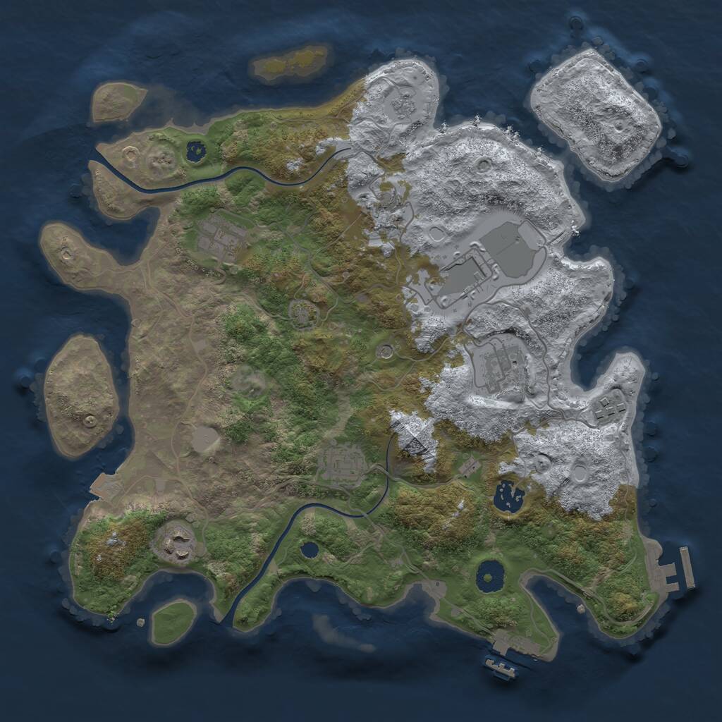 Rust Map: Procedural Map, Size: 3500, Seed: 156180841, 14 Monuments