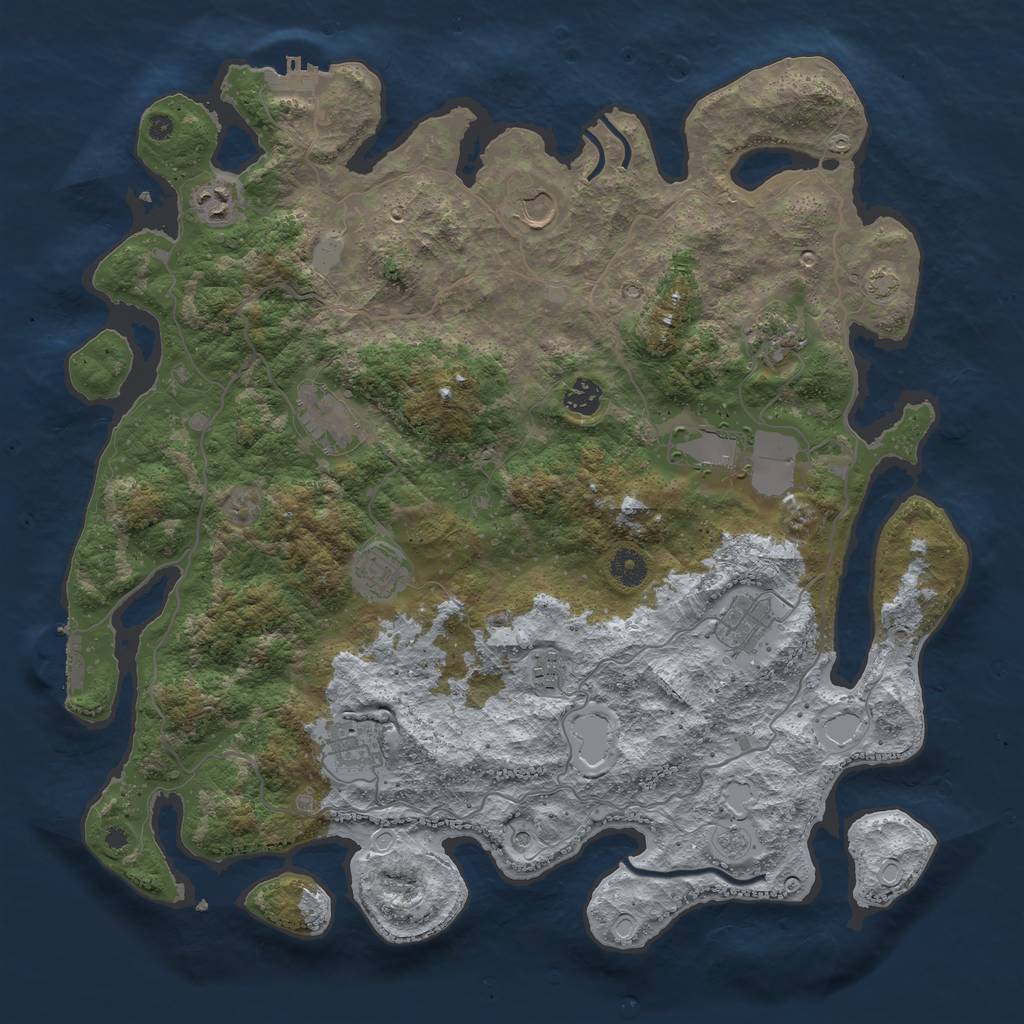 Rust Map: Procedural Map, Size: 4200, Seed: 937058577, 18 Monuments