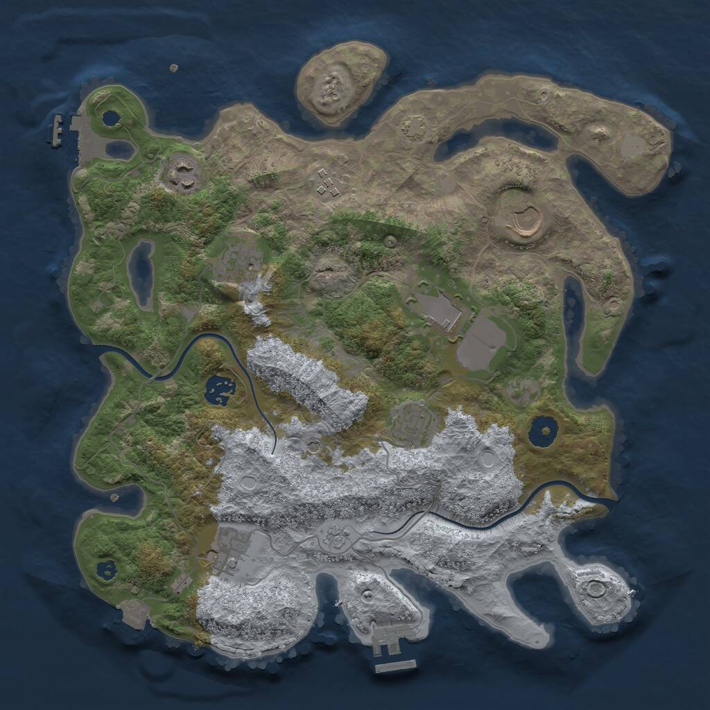 Rust Map: Procedural Map, Size: 3500, Seed: 73899, 14 Monuments