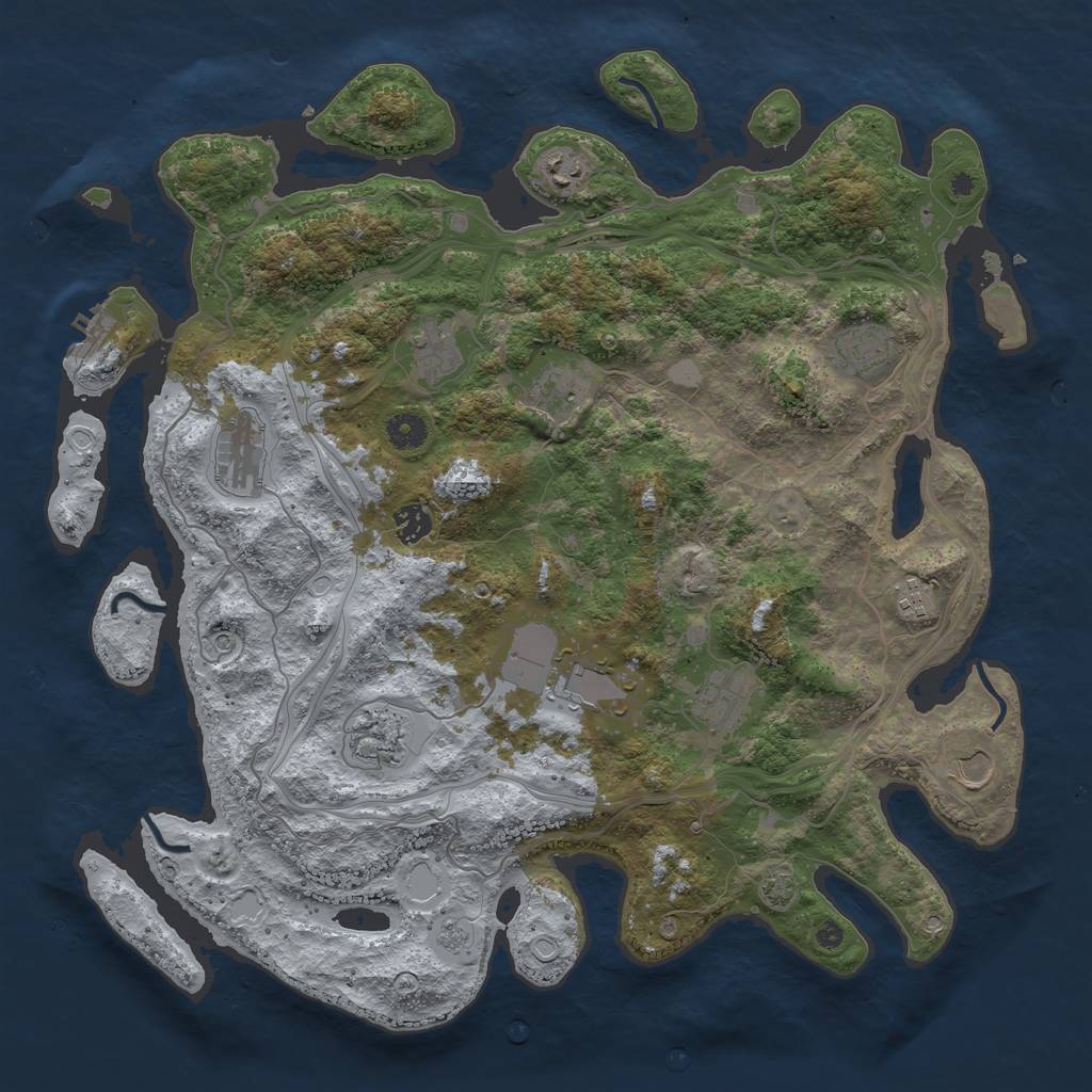 Rust Map: Procedural Map, Size: 4250, Seed: 1228180535, 18 Monuments