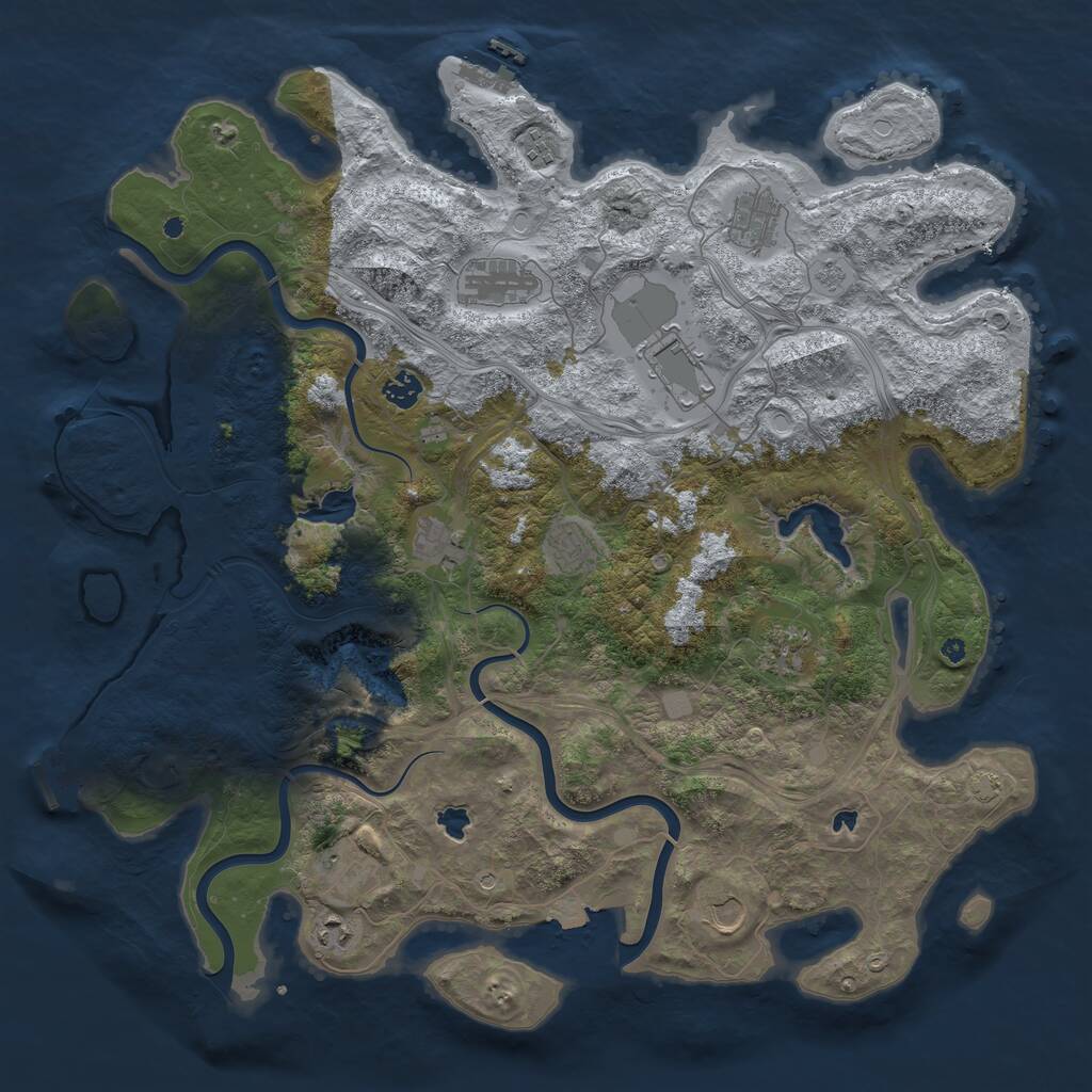 Rust Map: Procedural Map, Size: 4500, Seed: 6012023, 17 Monuments