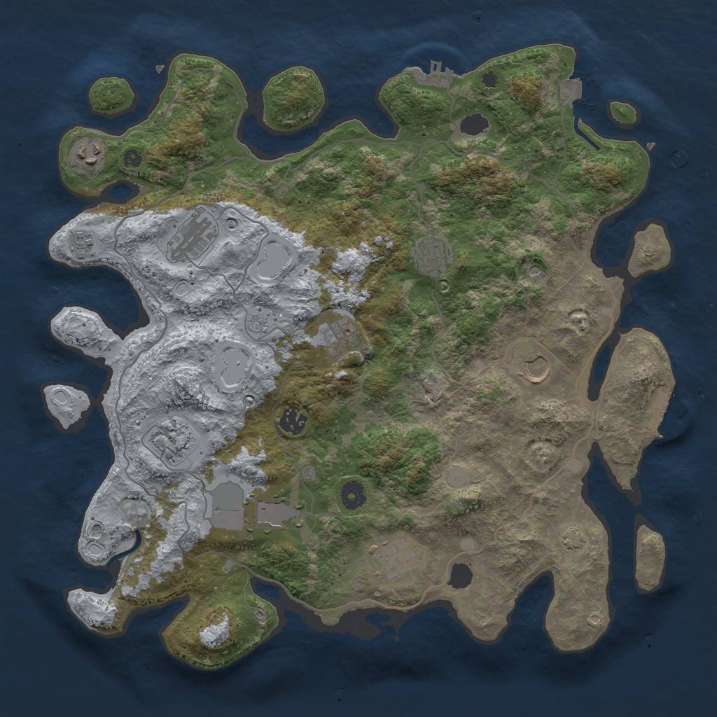 Rust Map: Procedural Map, Size: 4000, Seed: 2081672346, 18 Monuments