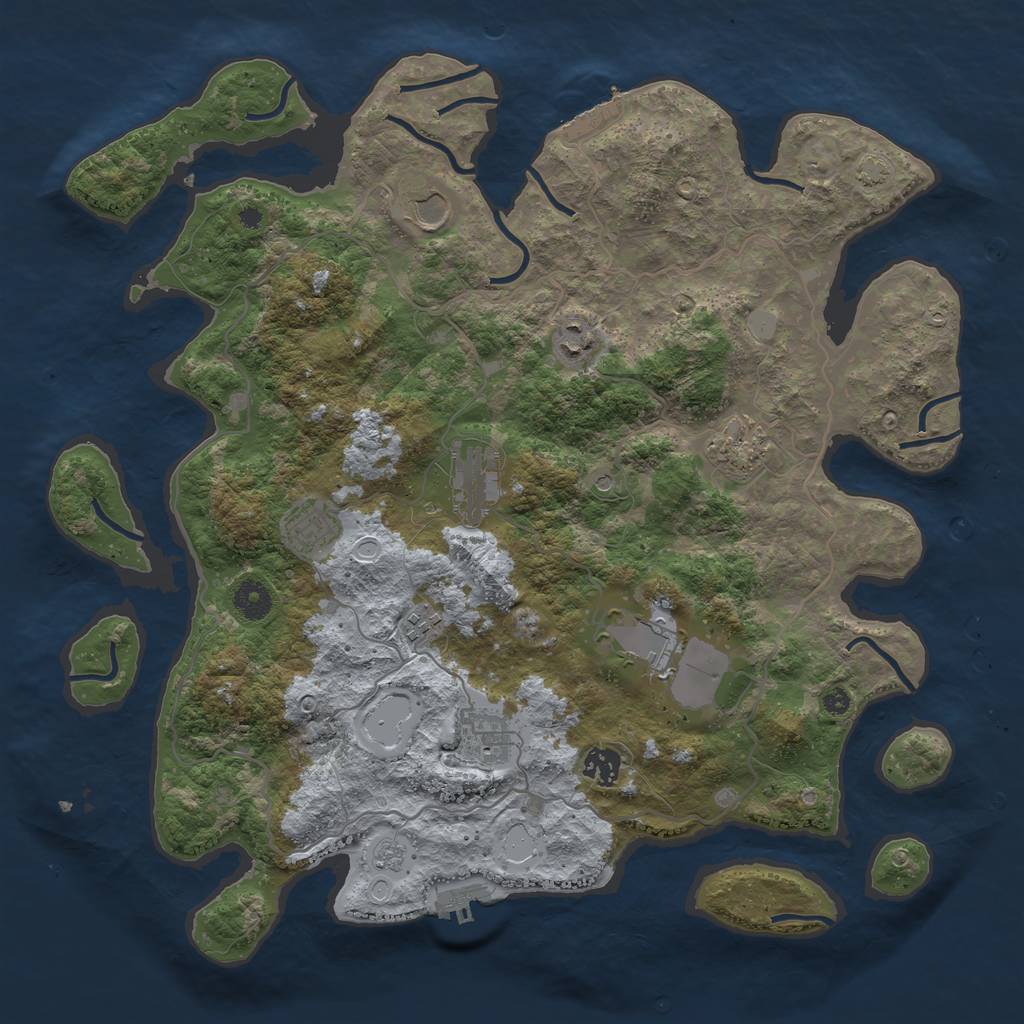 Rust Map: Procedural Map, Size: 4000, Seed: 133416273, 17 Monuments