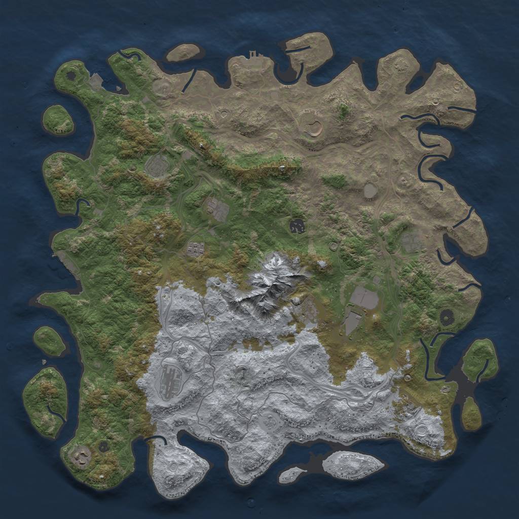 Rust Map: Procedural Map, Size: 5000, Seed: 23486939, 19 Monuments